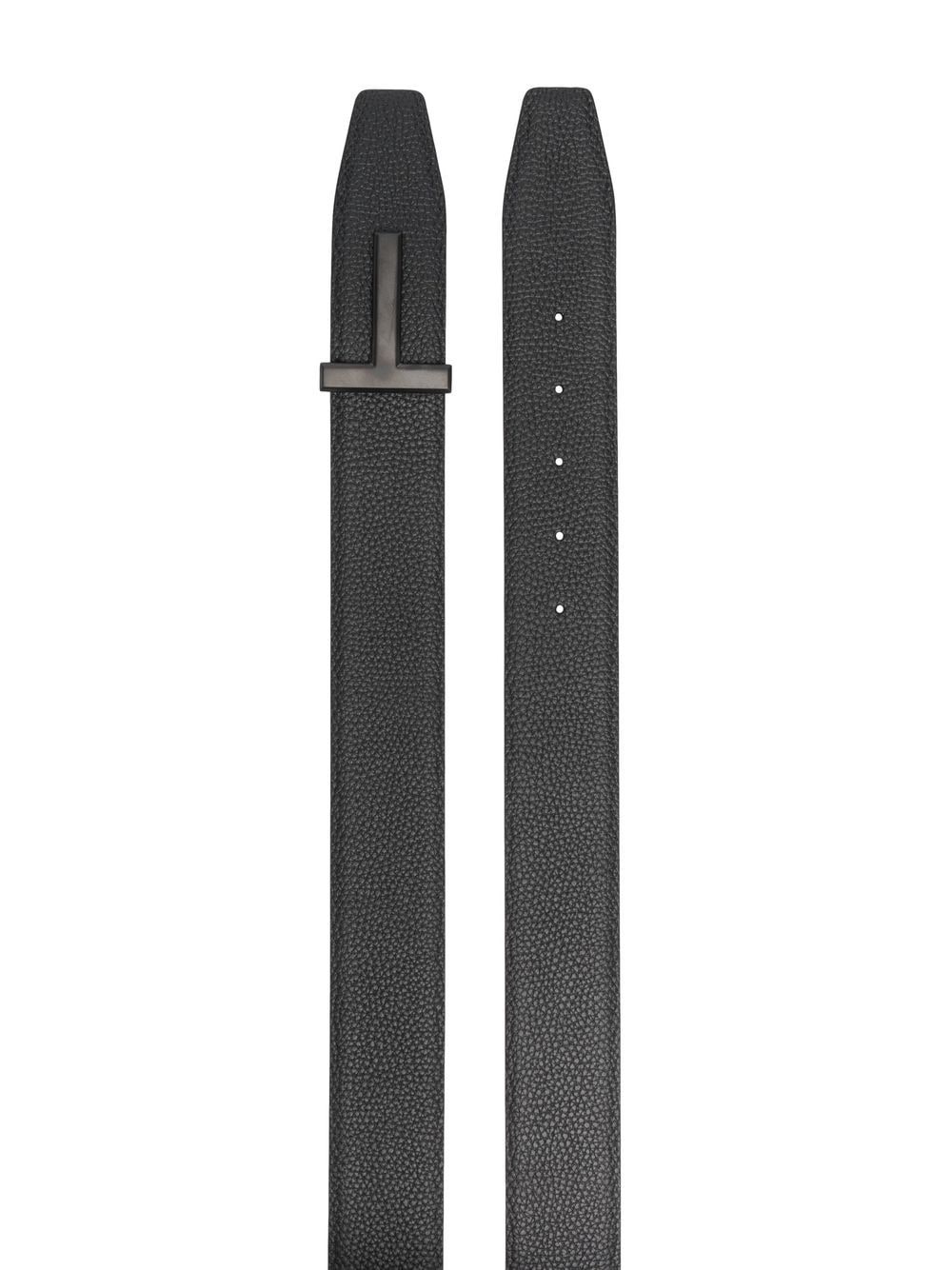 logo-buckle leather belt - 2