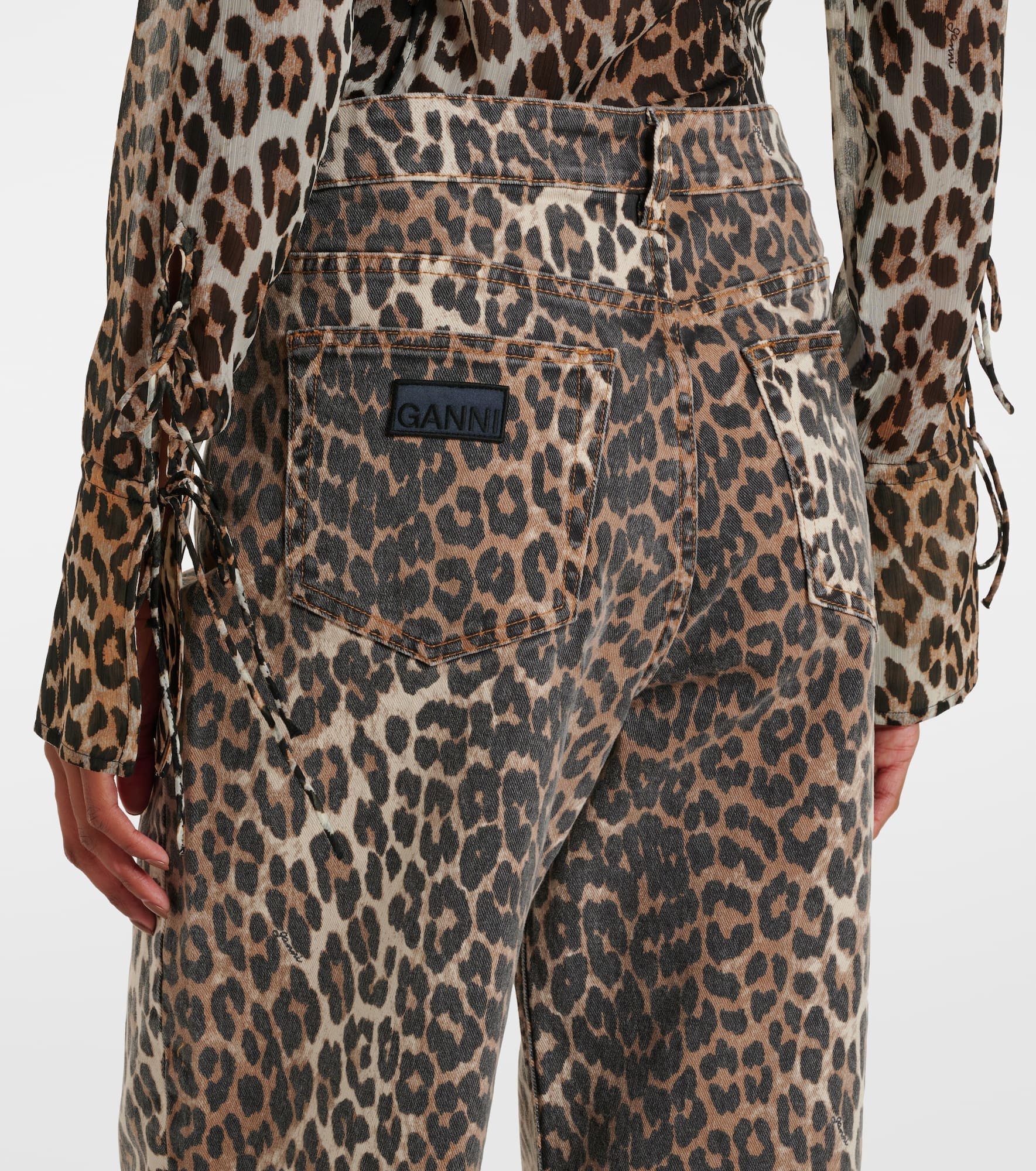 Izey leopard-print straight jeans - 6