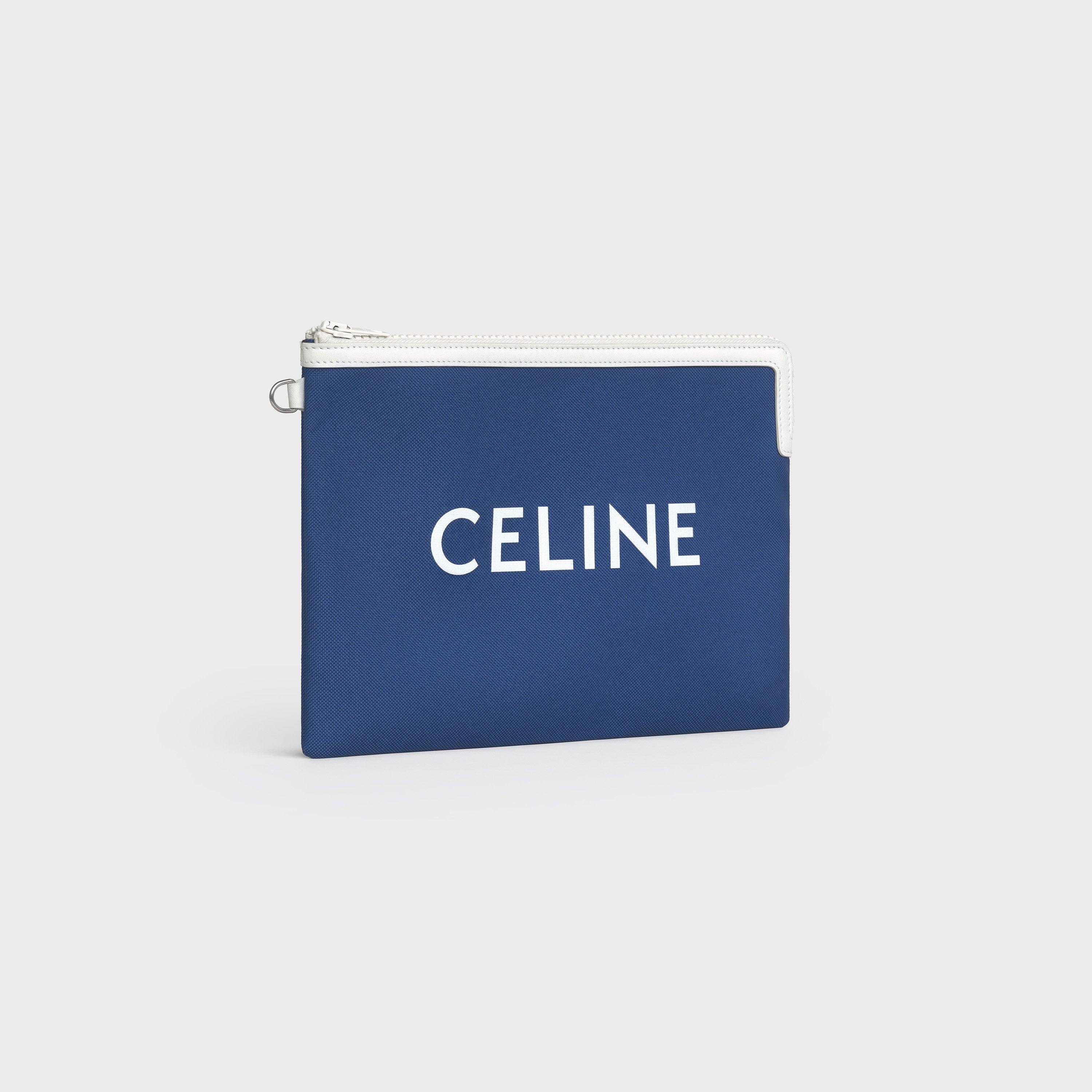 Small Pouch with strap in Nylon and calfskin with Celine print - 2