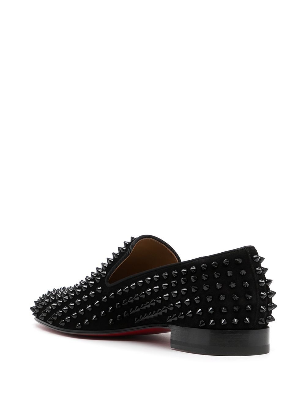 Black Dandelion Spikes Suede Leather Loafers - 3