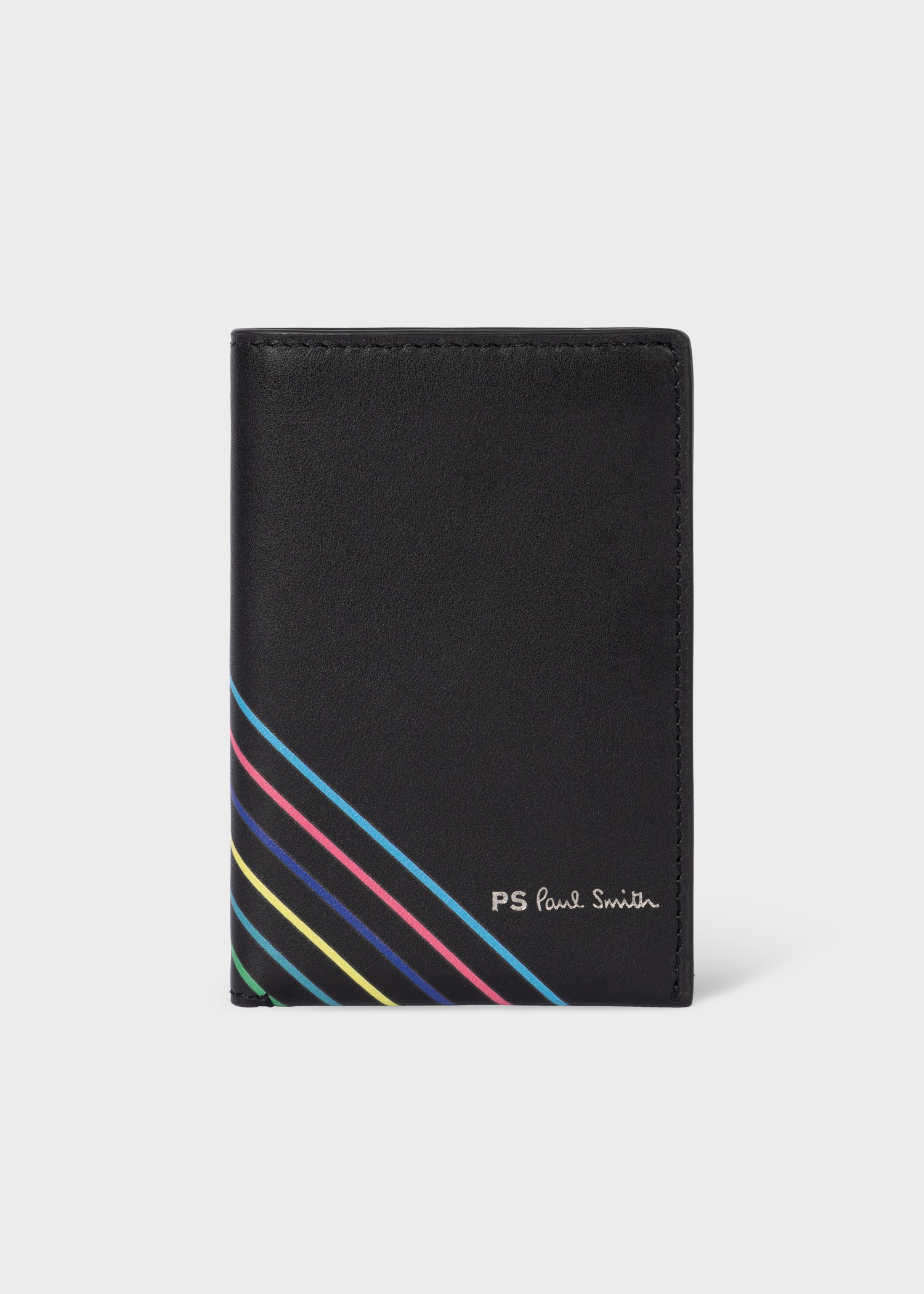 Black 'Sports Stripe' Slim Leather Wallet - 1