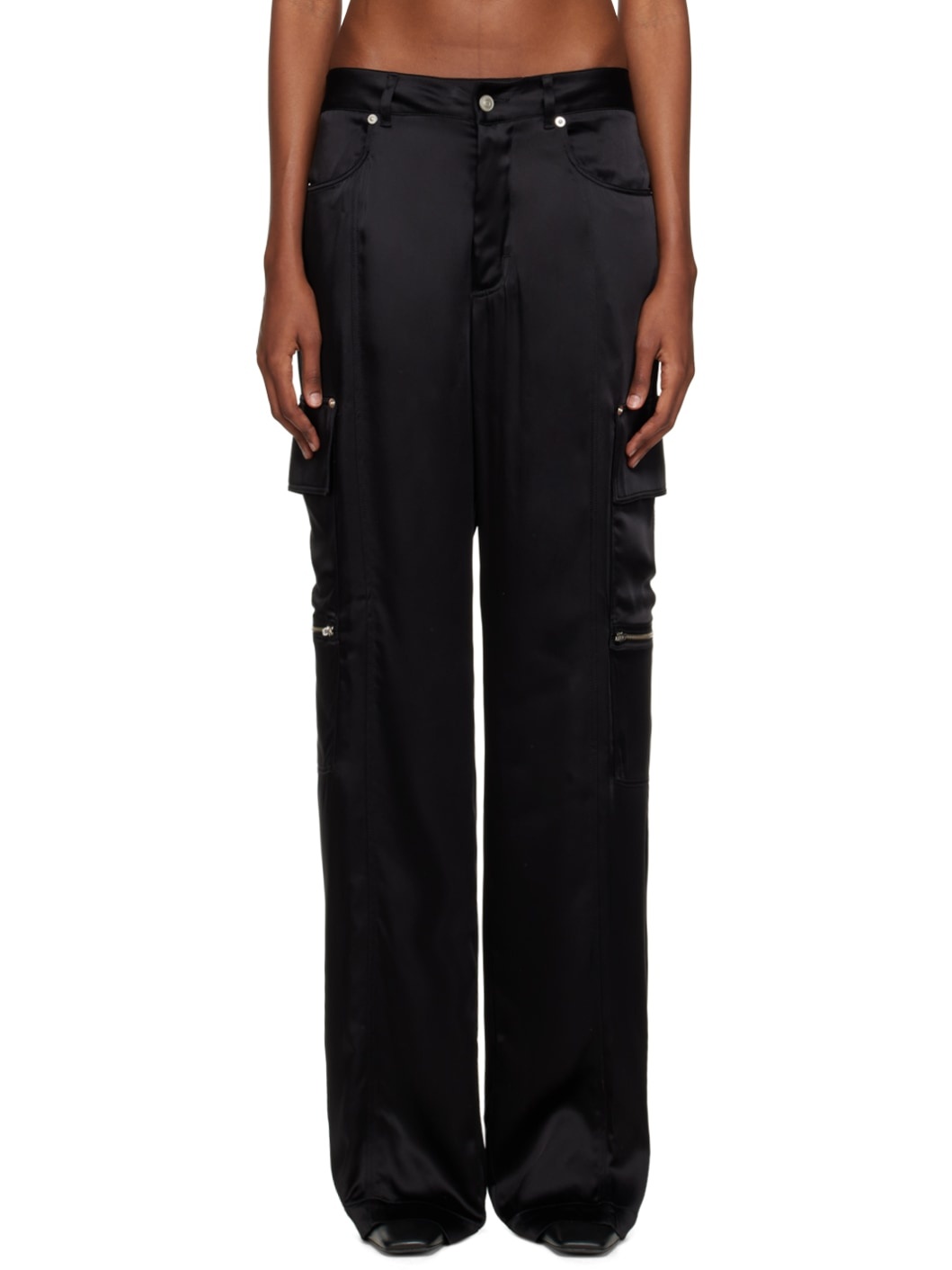 Black Skater Cargo Pants - 1