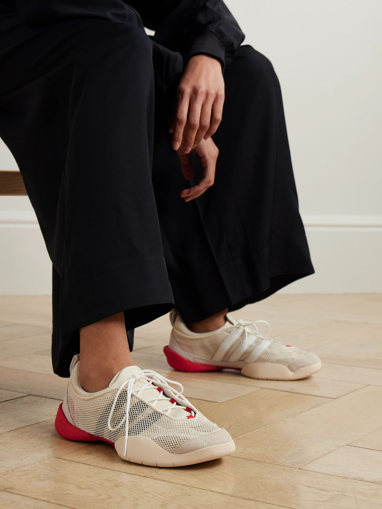 + Y-3 Regu suede- and leather-trimmed mesh sneakers White - 2