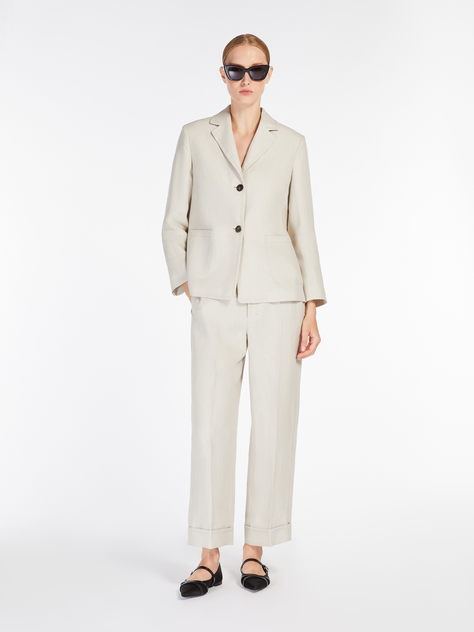 ANSELMO Straight-fit linen canvas trousers - 2