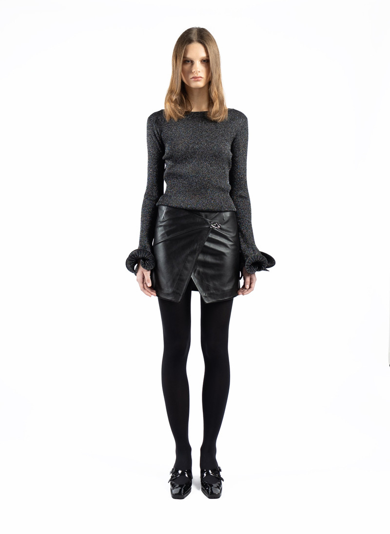 Leather Mini Skirt Black 1