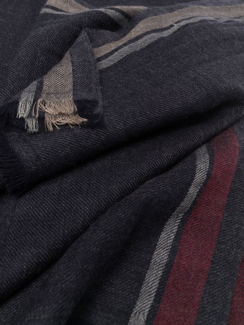 stripe detailing frayed scarf - 3