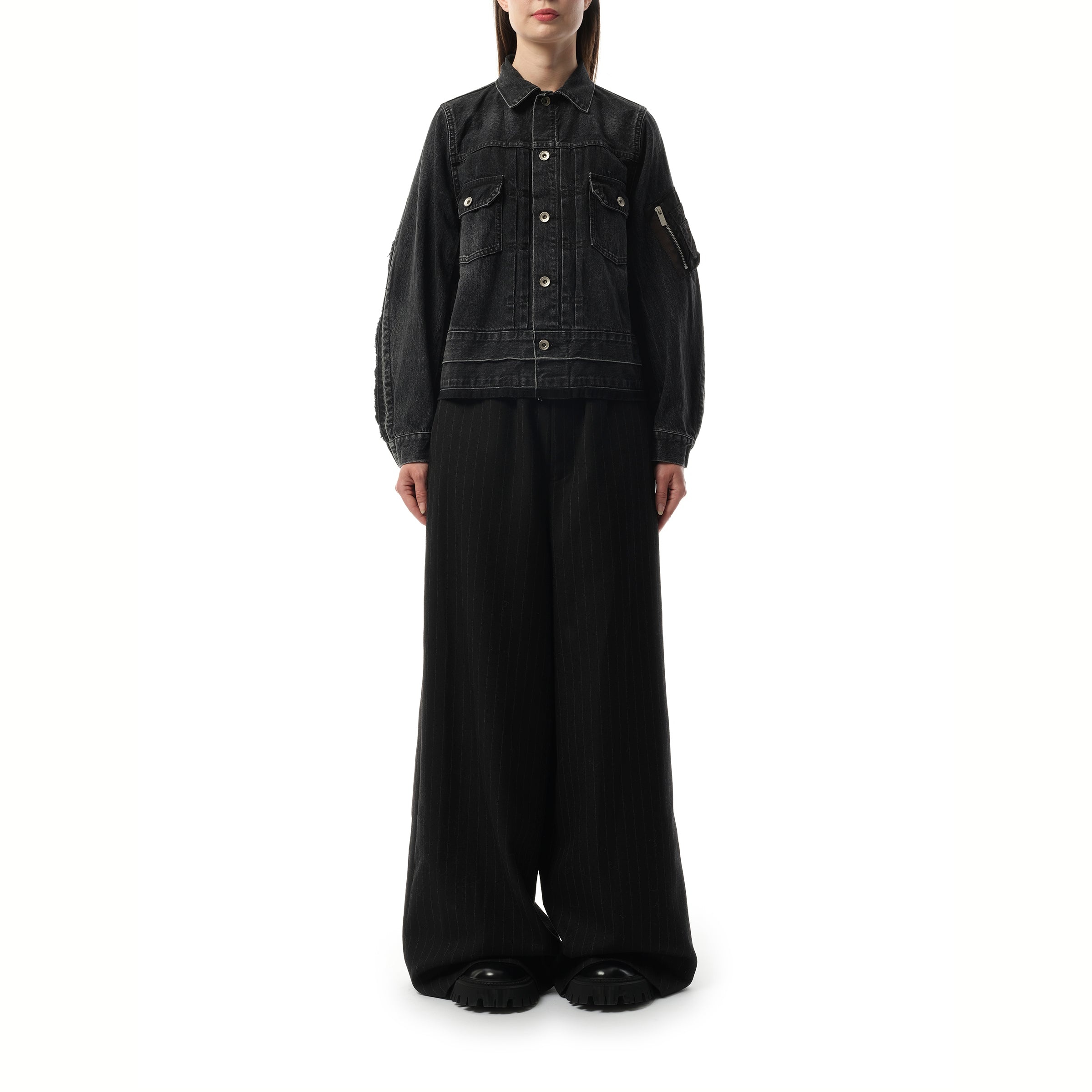 Denim x Nylon Twill Jacket in Black - 4