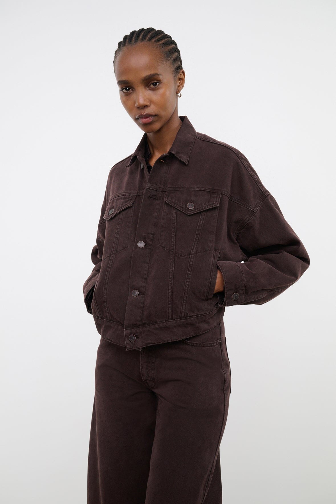STAUD GLEN DENIM JACKET EARTH - 5