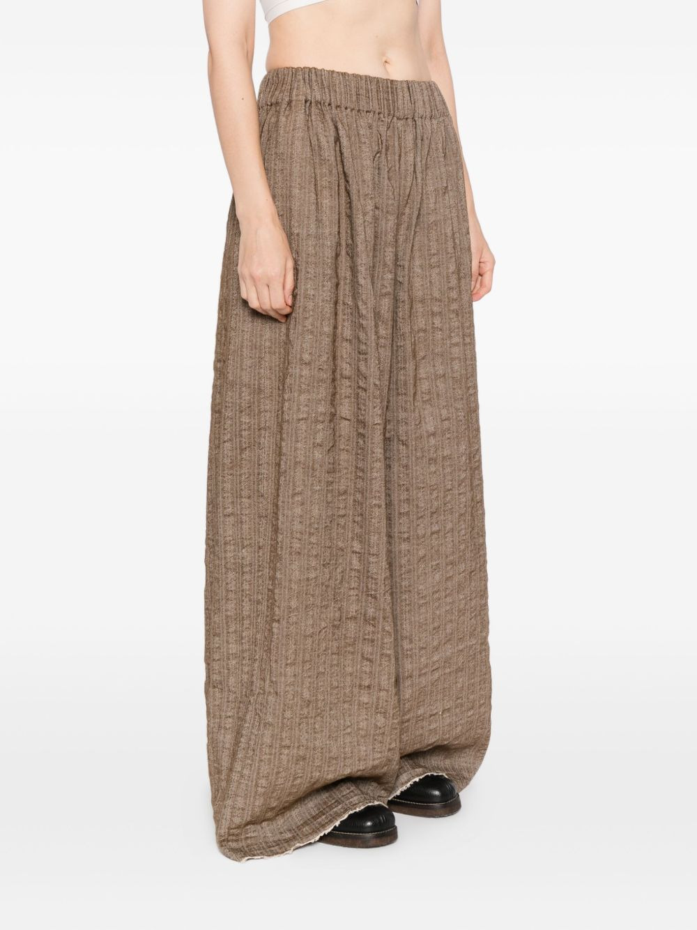 textured wide-leg trousers - 3