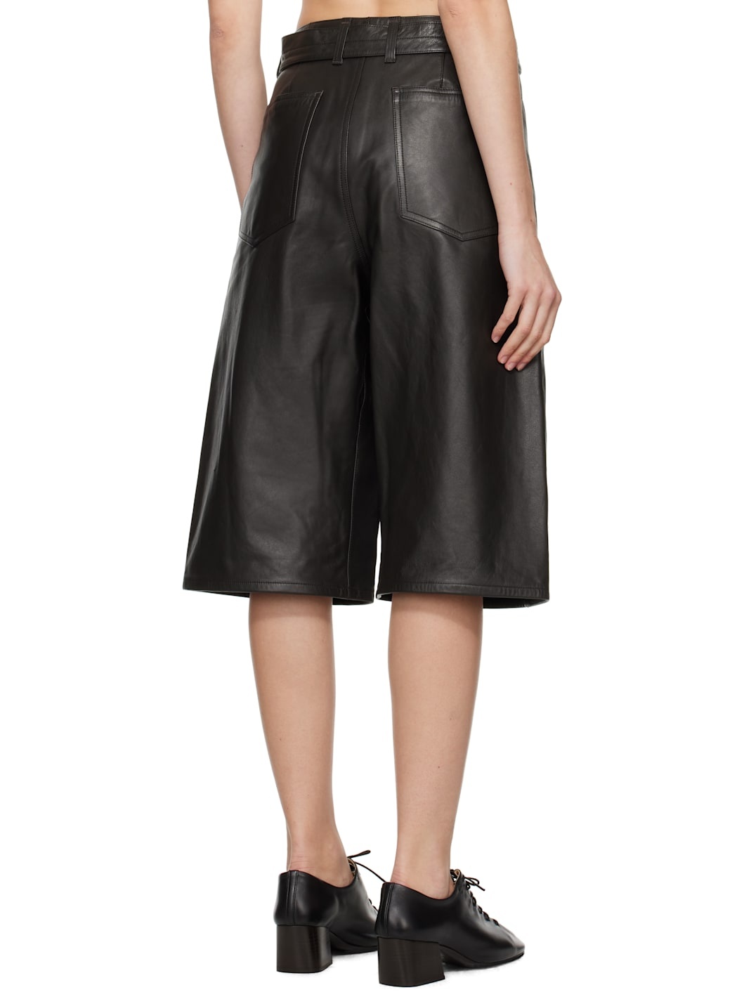 Brown Bermuda Leather Shorts - 3