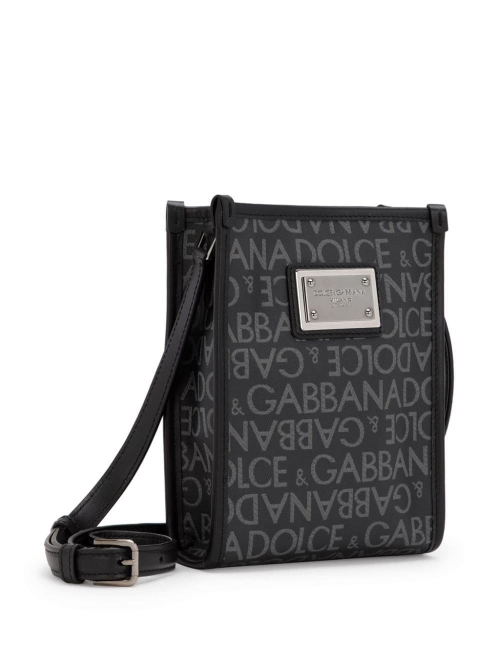 printed jacquard messenger bag - 4