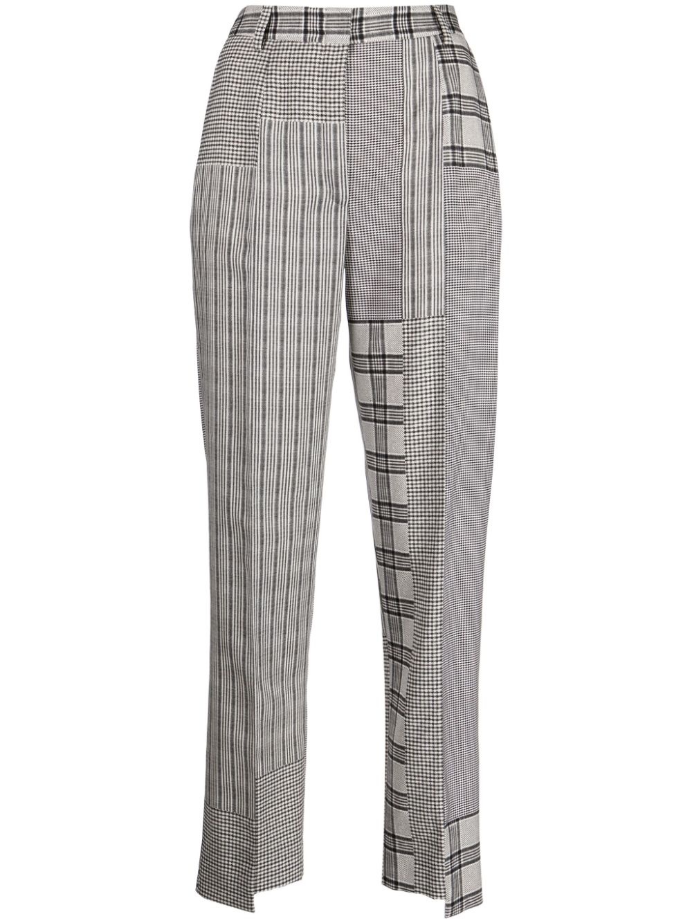 mix-print tailored wool trousers - 1