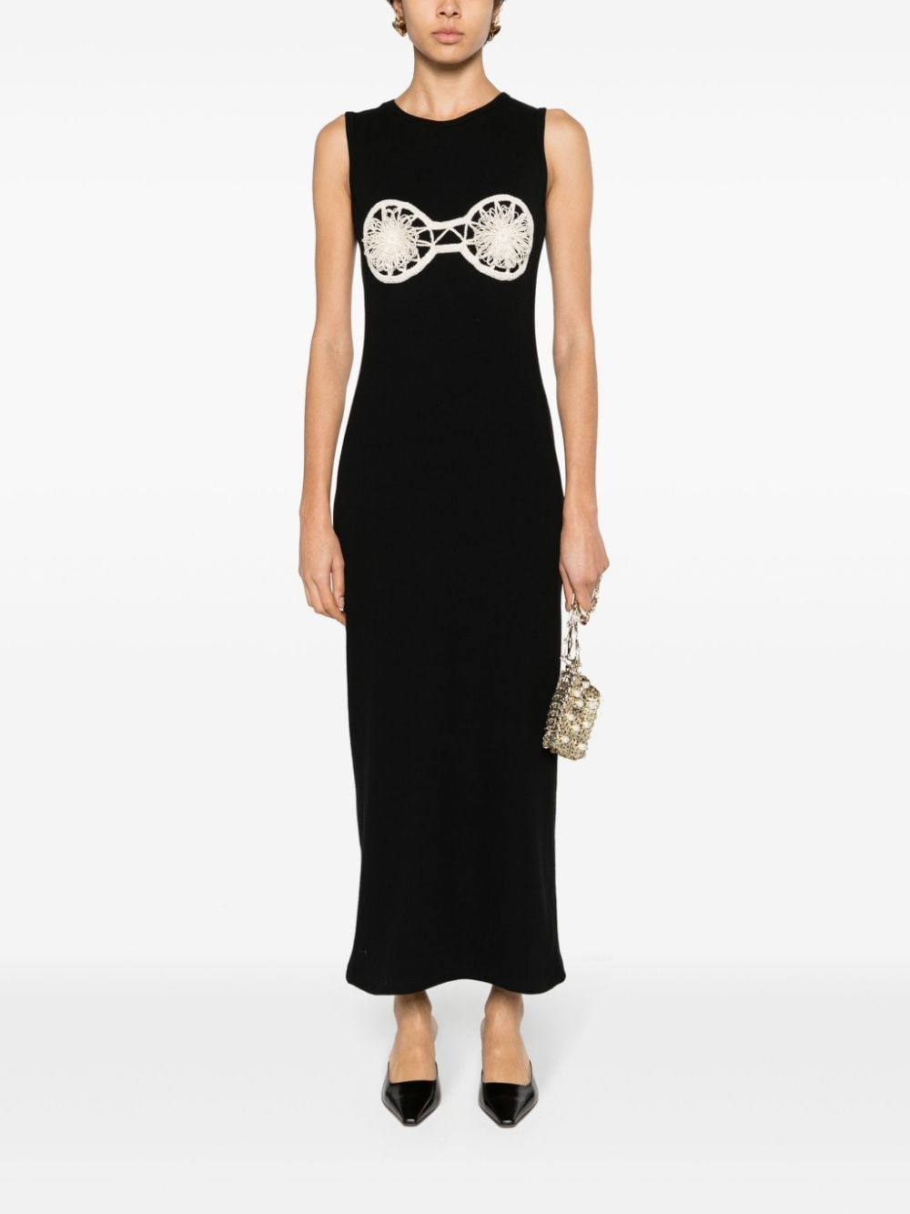 crochet-detailed cotton maxi dress - 2