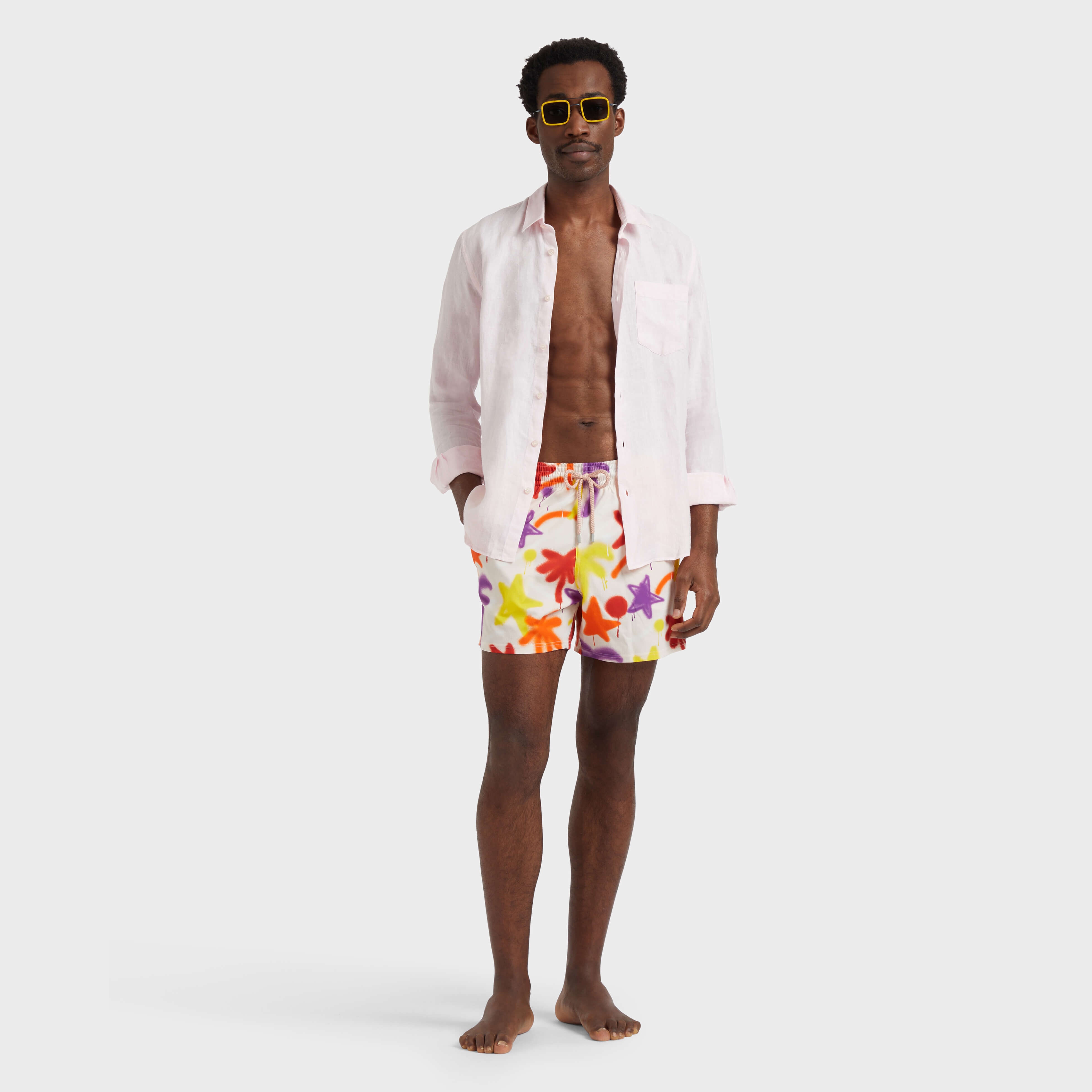 Men Stretch Short Swim Shorts Spray Paint - VBQ x Palm Angels - 5