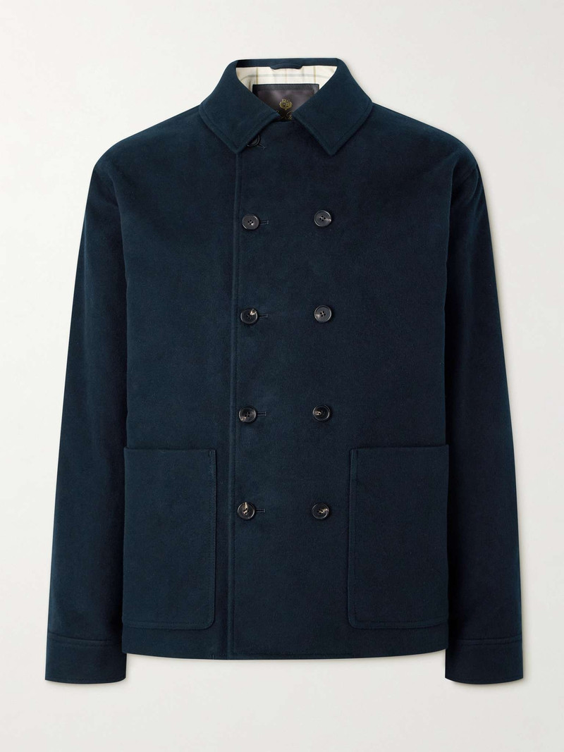 Double-Breasted Cotton and Cashmere-Blend Peacoat 1