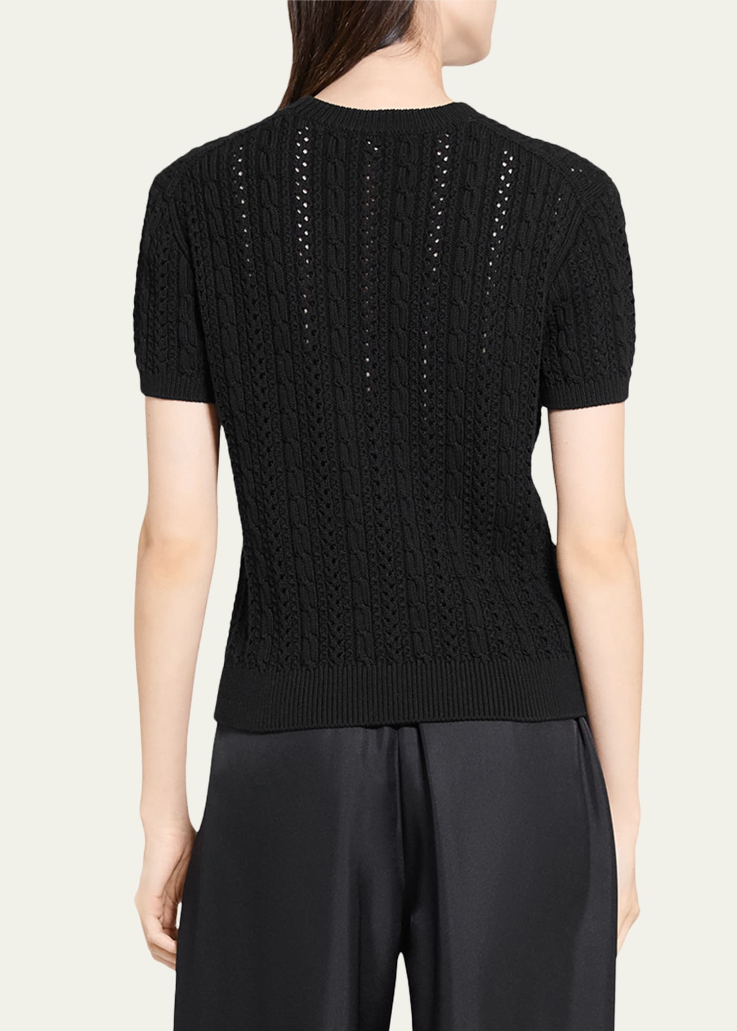 Crewneck Cable-Knit Tee - 3