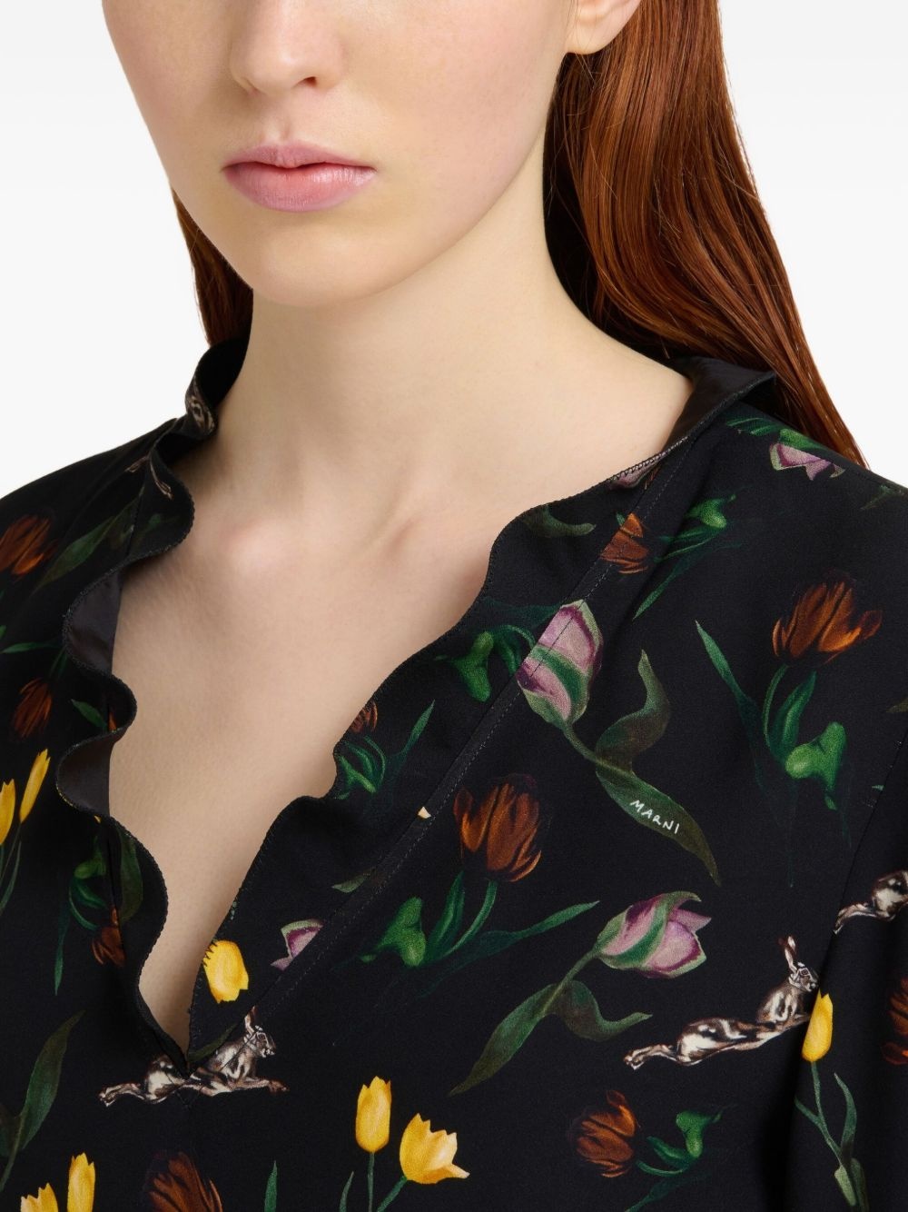 floral-print ruffled mini dress - 6