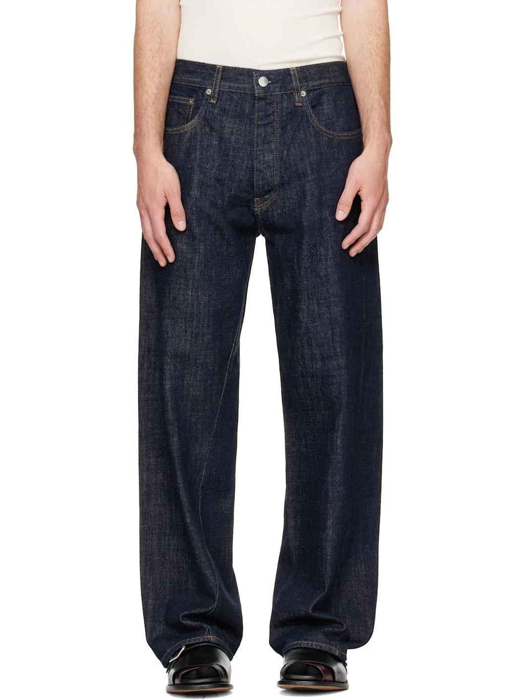 Navy Wide Twist Jeans - 1