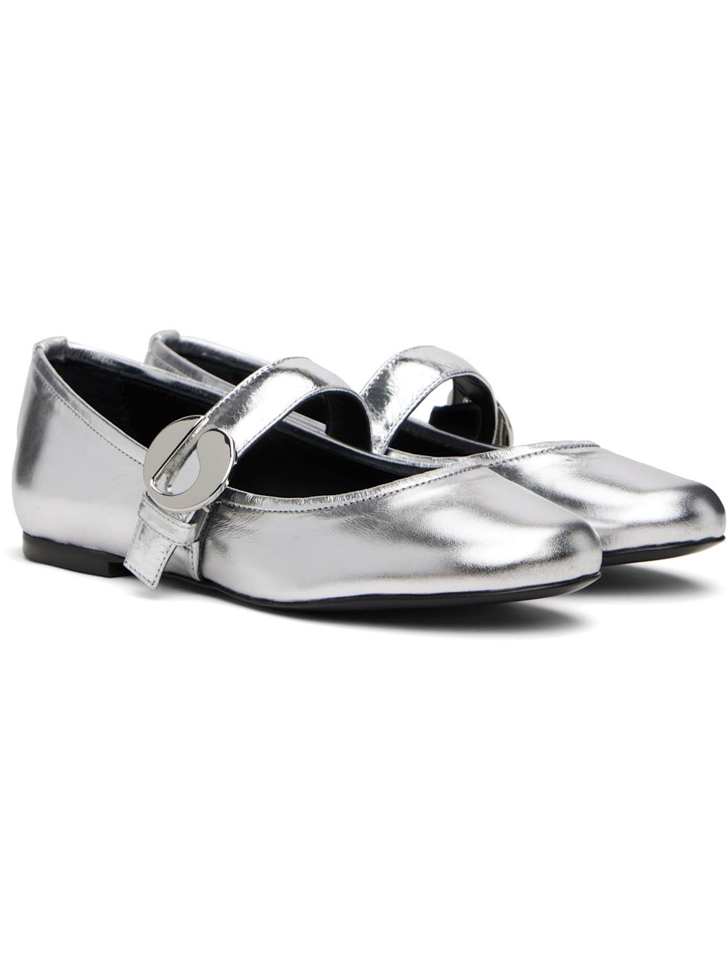 Silver Belt Ballerina Flats - 4