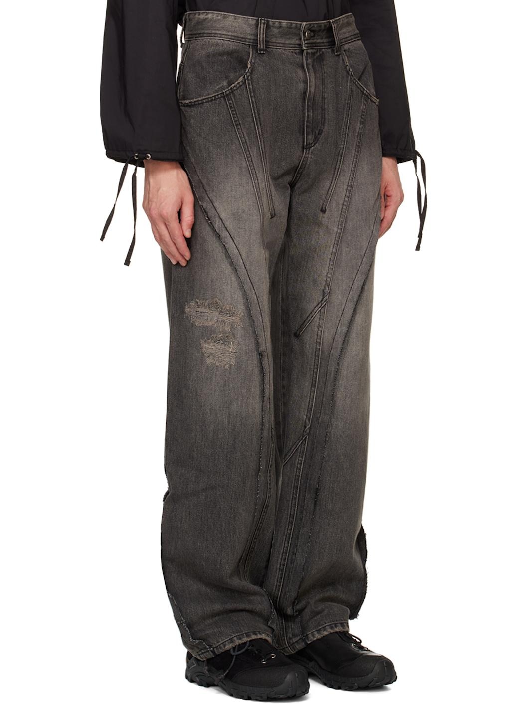 Black Panel Carpenter Wide-Leg Jeans - 2