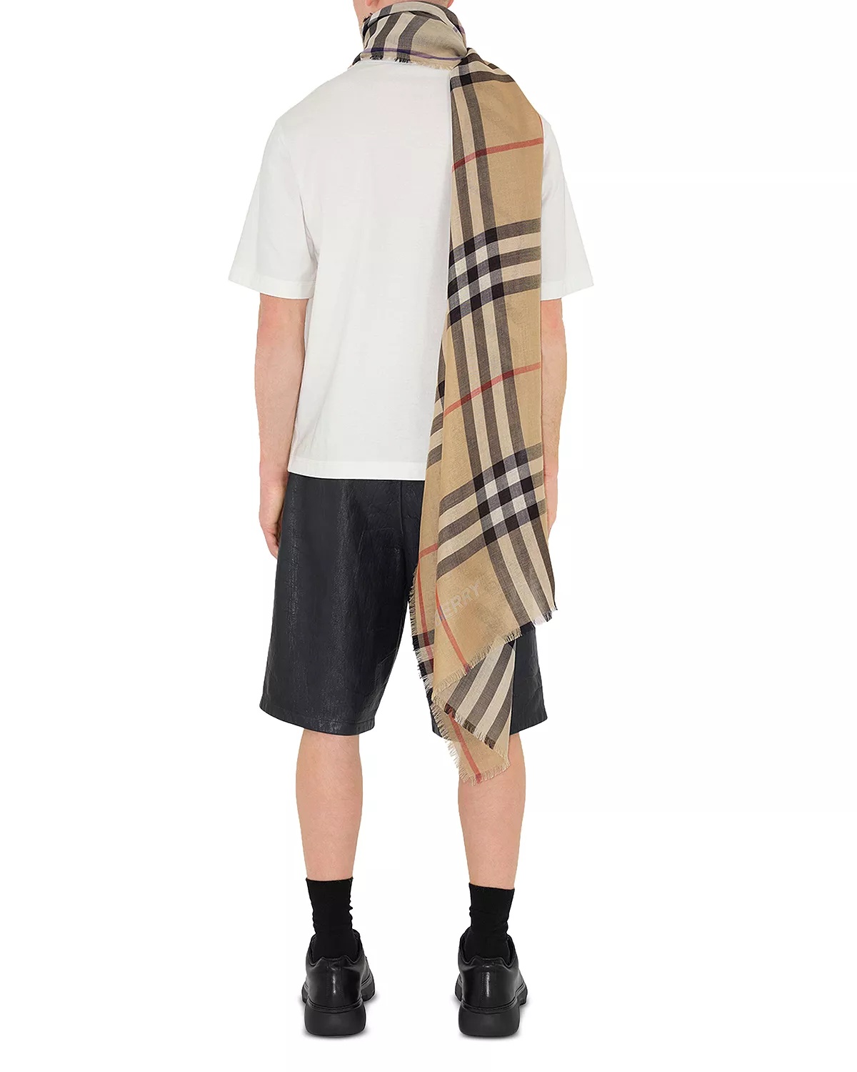 Reversible Check Wool Silk Scarf - 3