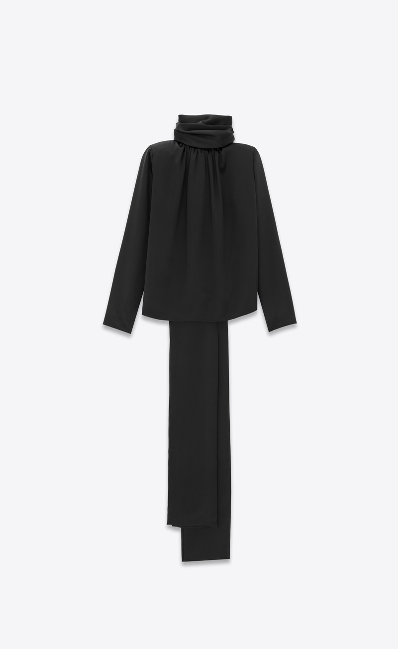 lavallière-neck blouse in silk satin 3