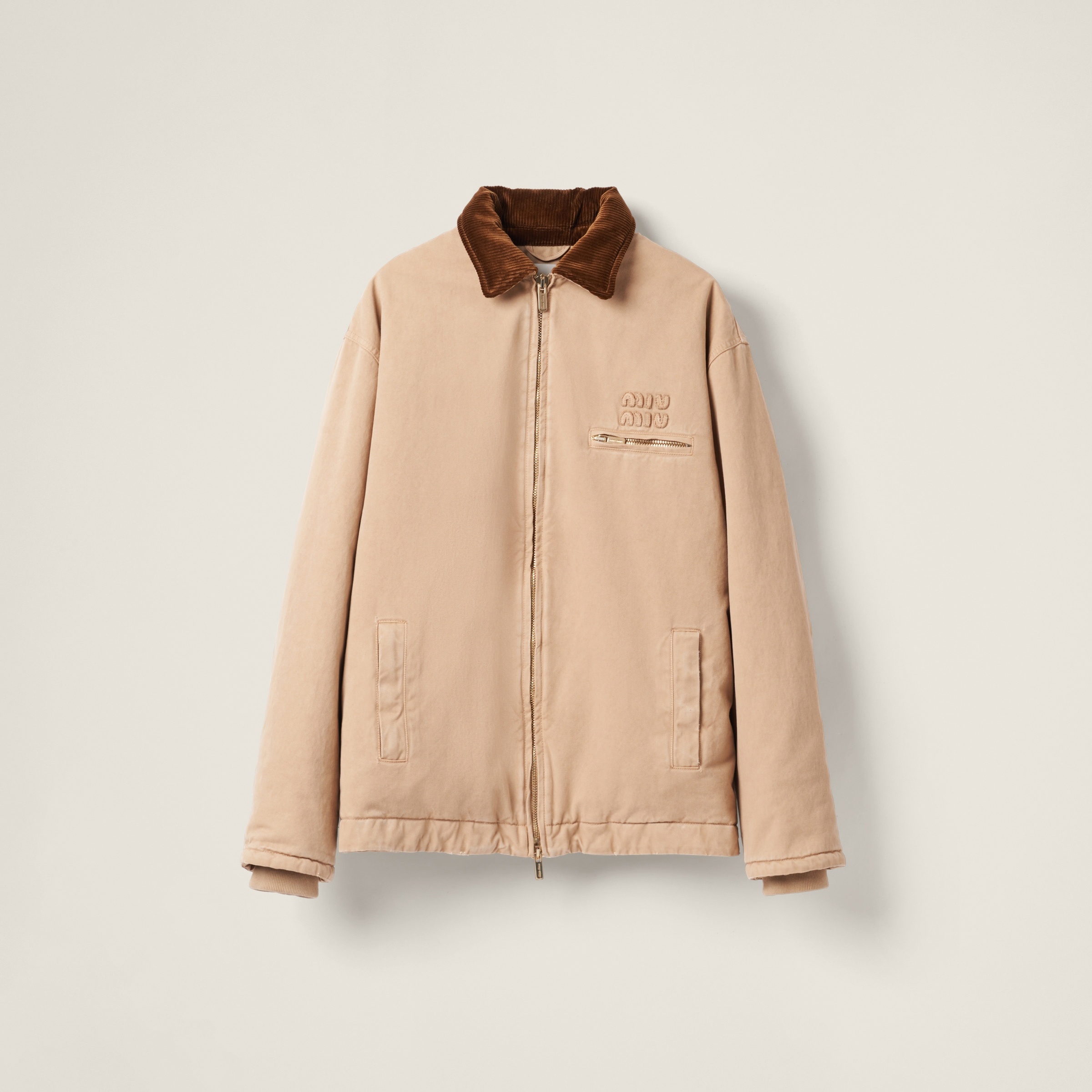 Embroidered garment-dyed gabardine blouson jacket - 1