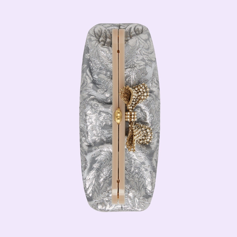 Floral brocade handbag with bow 6