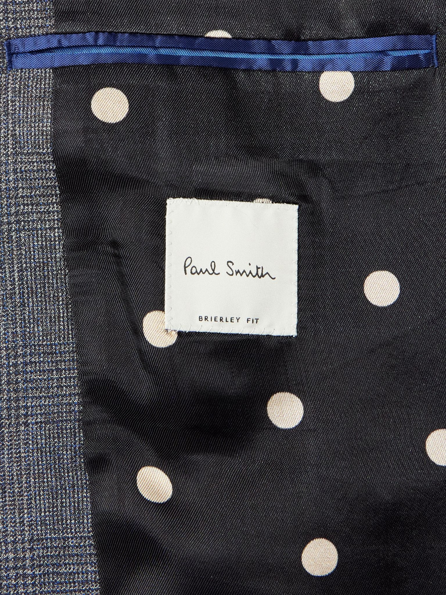 Prince of Wales Checked Wool Blazer Gray - 5