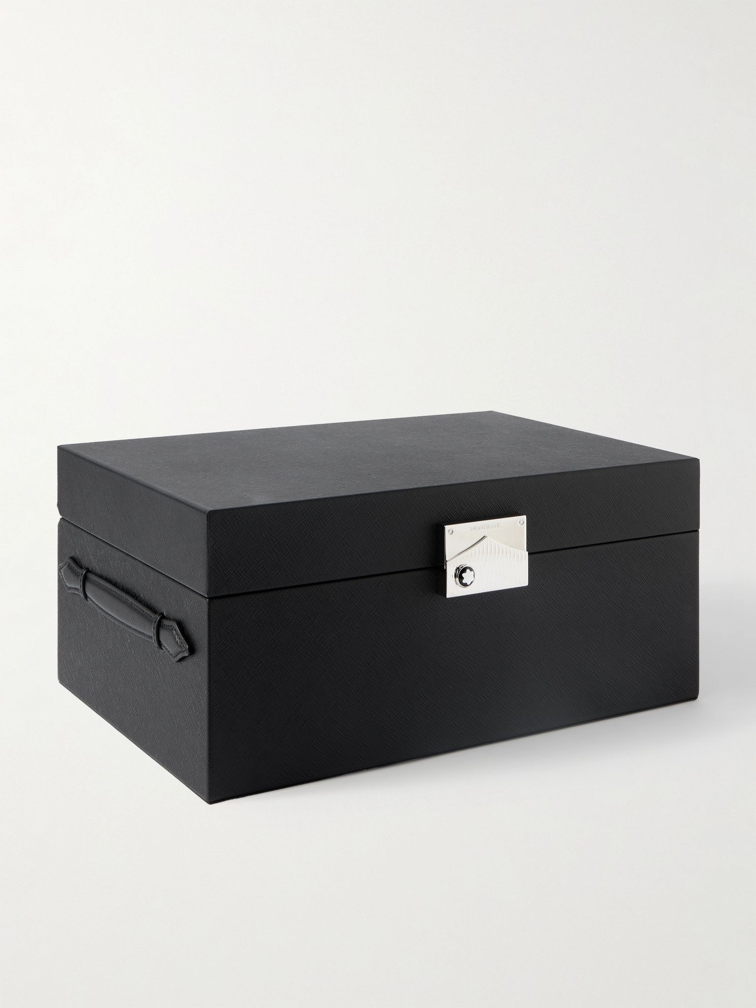 Cross-Grain Leather Eight-Piece Watch Box Black - 4