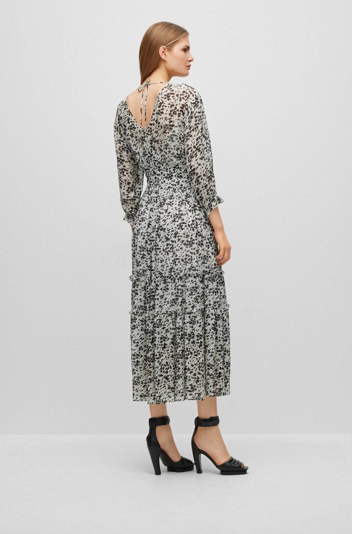 MAXI DRESS WITH SEASONAL PRINT AND V-NECKLINE - 4