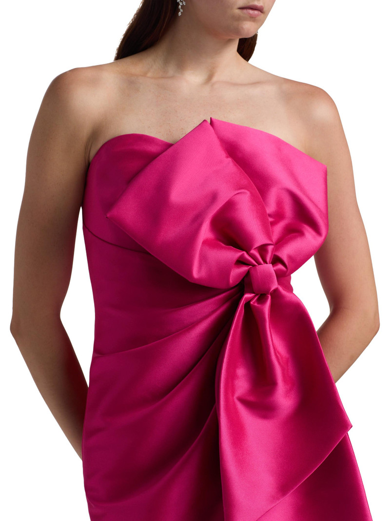 Women's Strapless Bow-Accented Cocktail Dress - Hot Fuschia 6