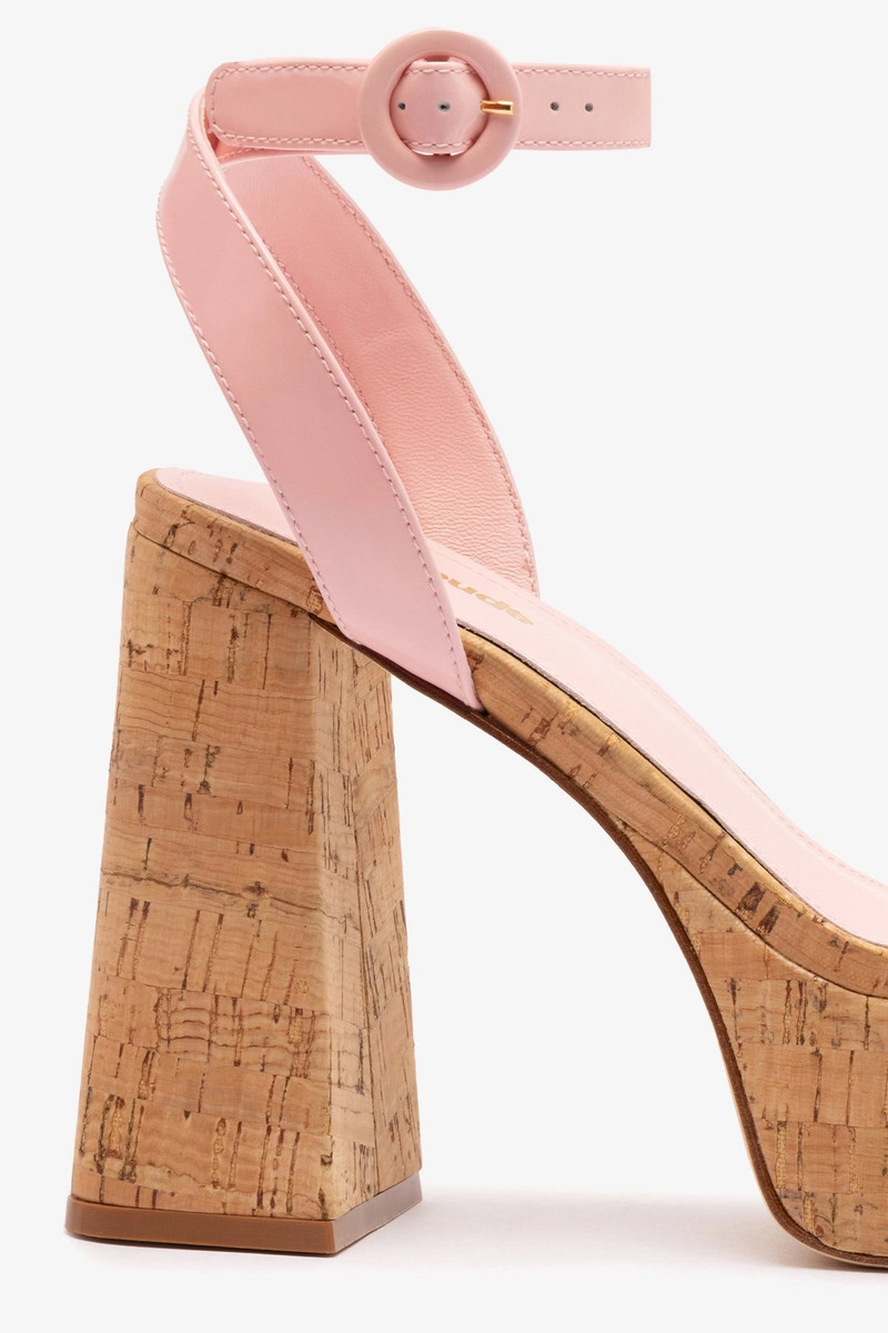 Dolly Sandal In Tulip Patent Leather and Natural Cork 3