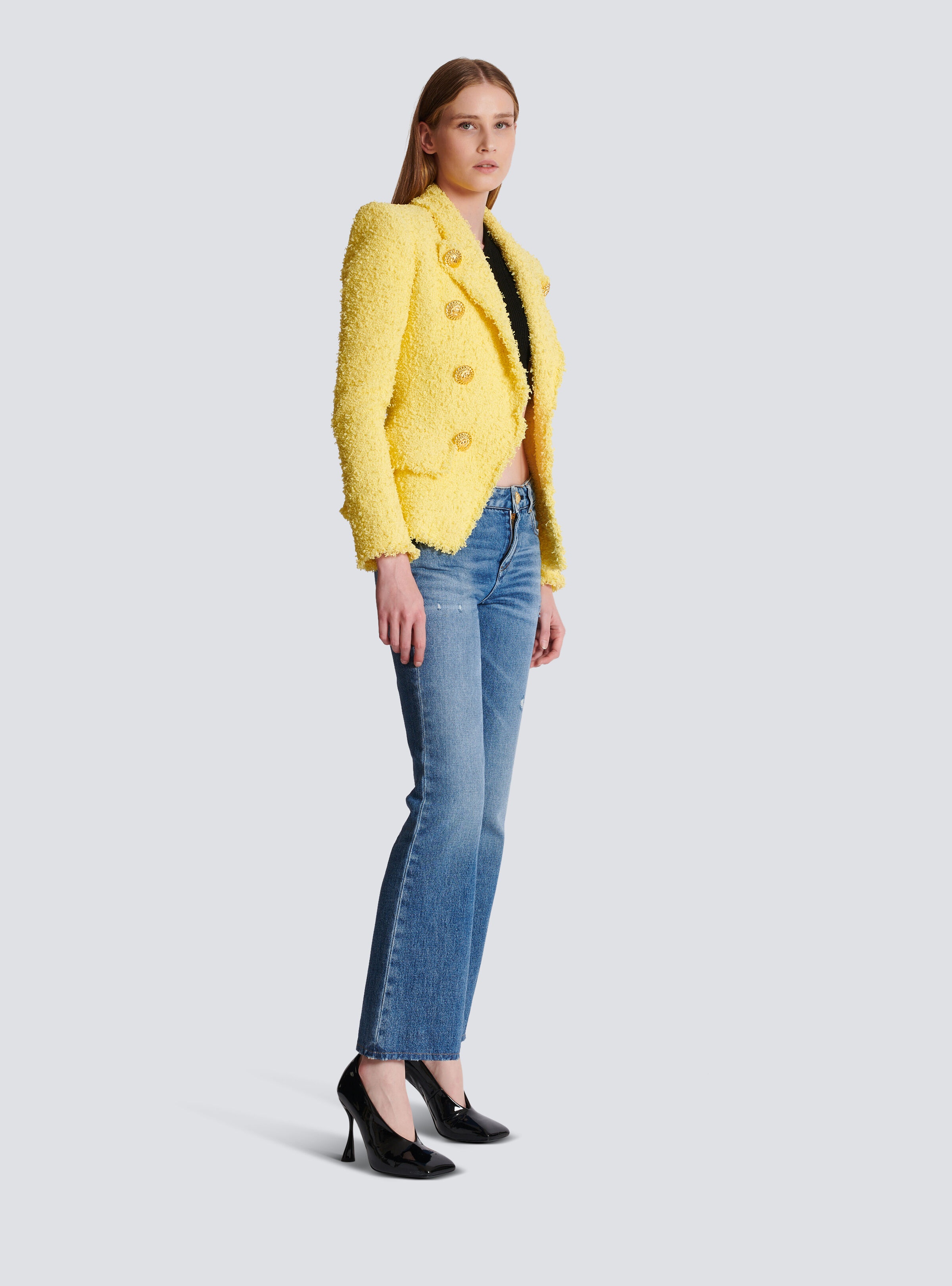8-button fitted tweed jacket - 3