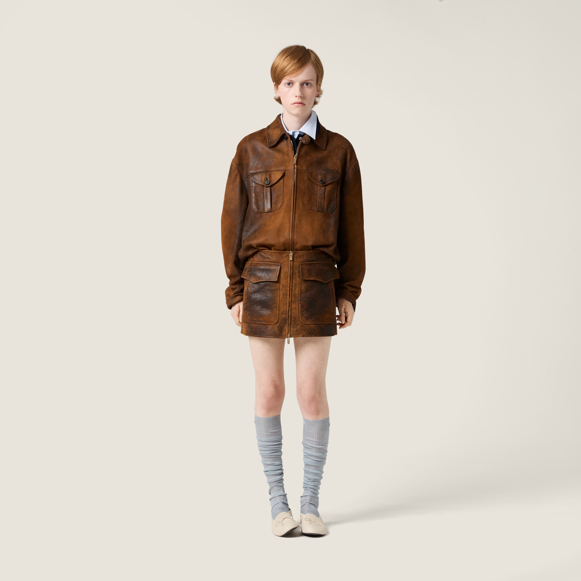 Waxed suede leather jacket - 2