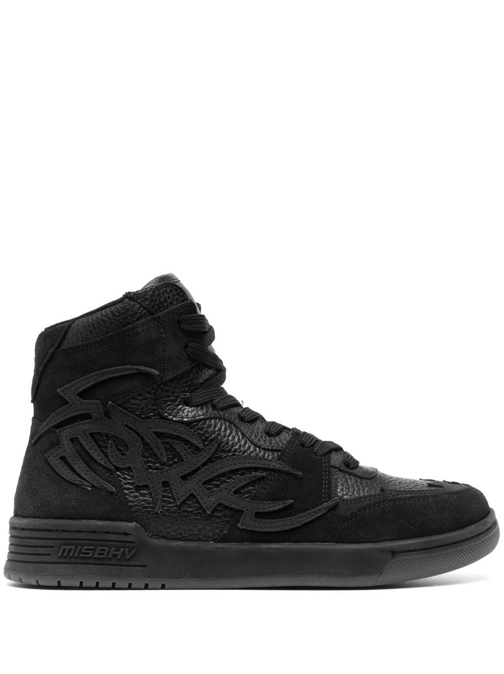 panelled high-top leather sneakers - 1