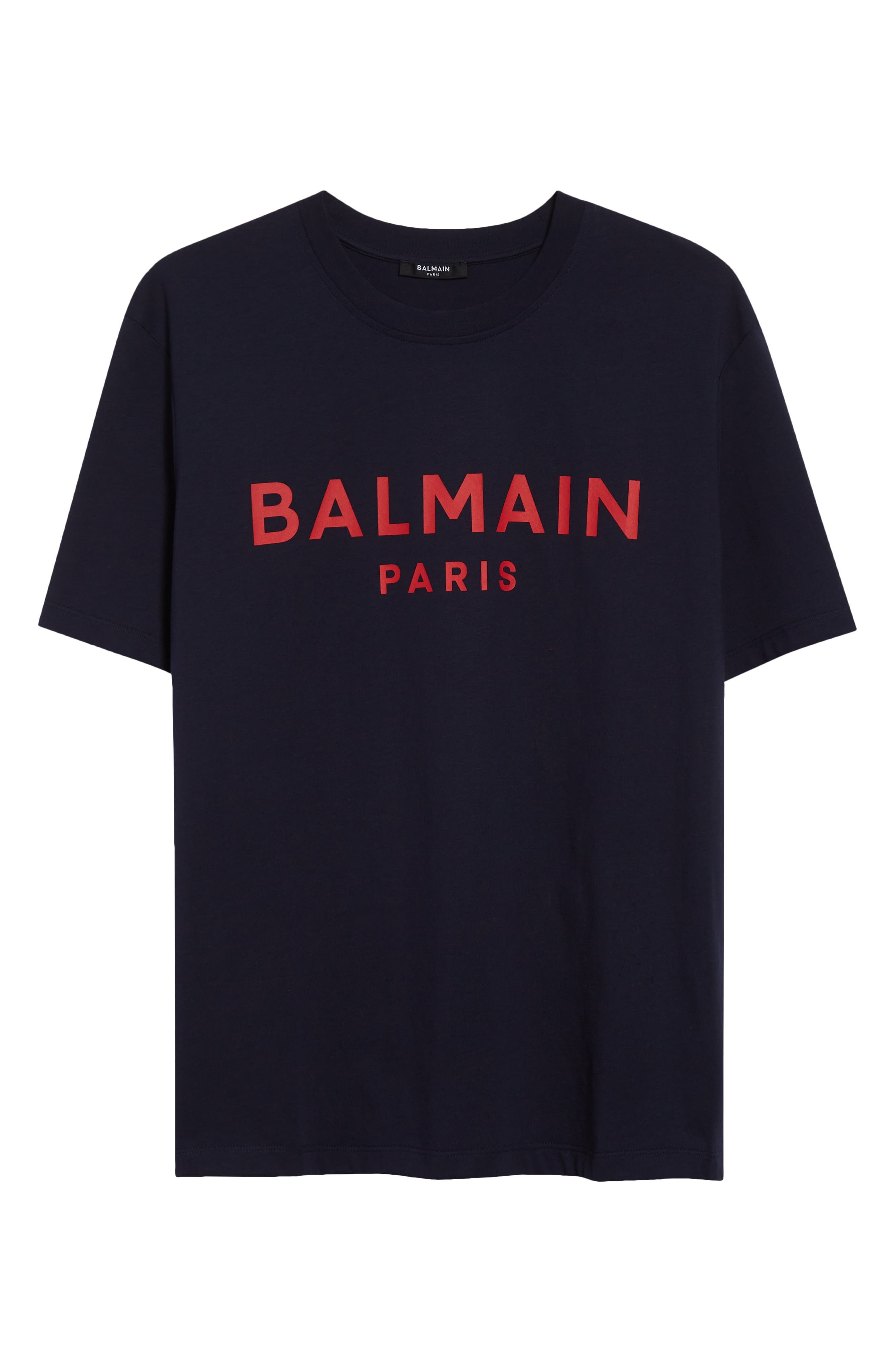 Balmain Regular Fit Logo Graphic T-Shirt in Navy/Red at Nordstrom - 5