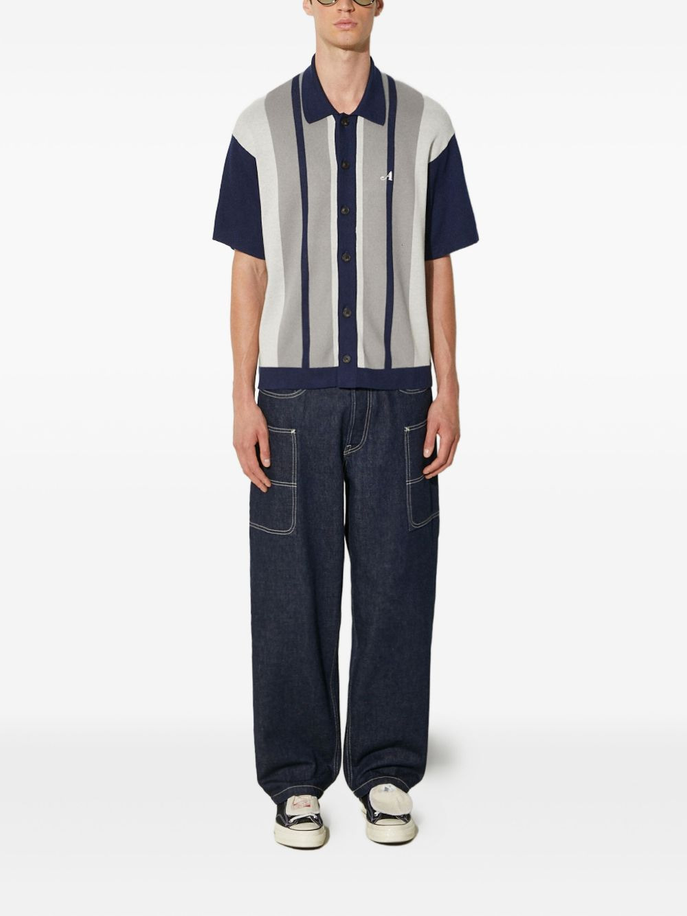 stripe panel shirt - 2