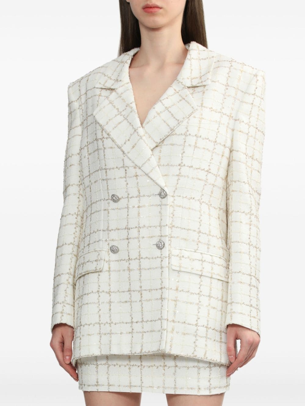 double-breasted tweed blazer - 3