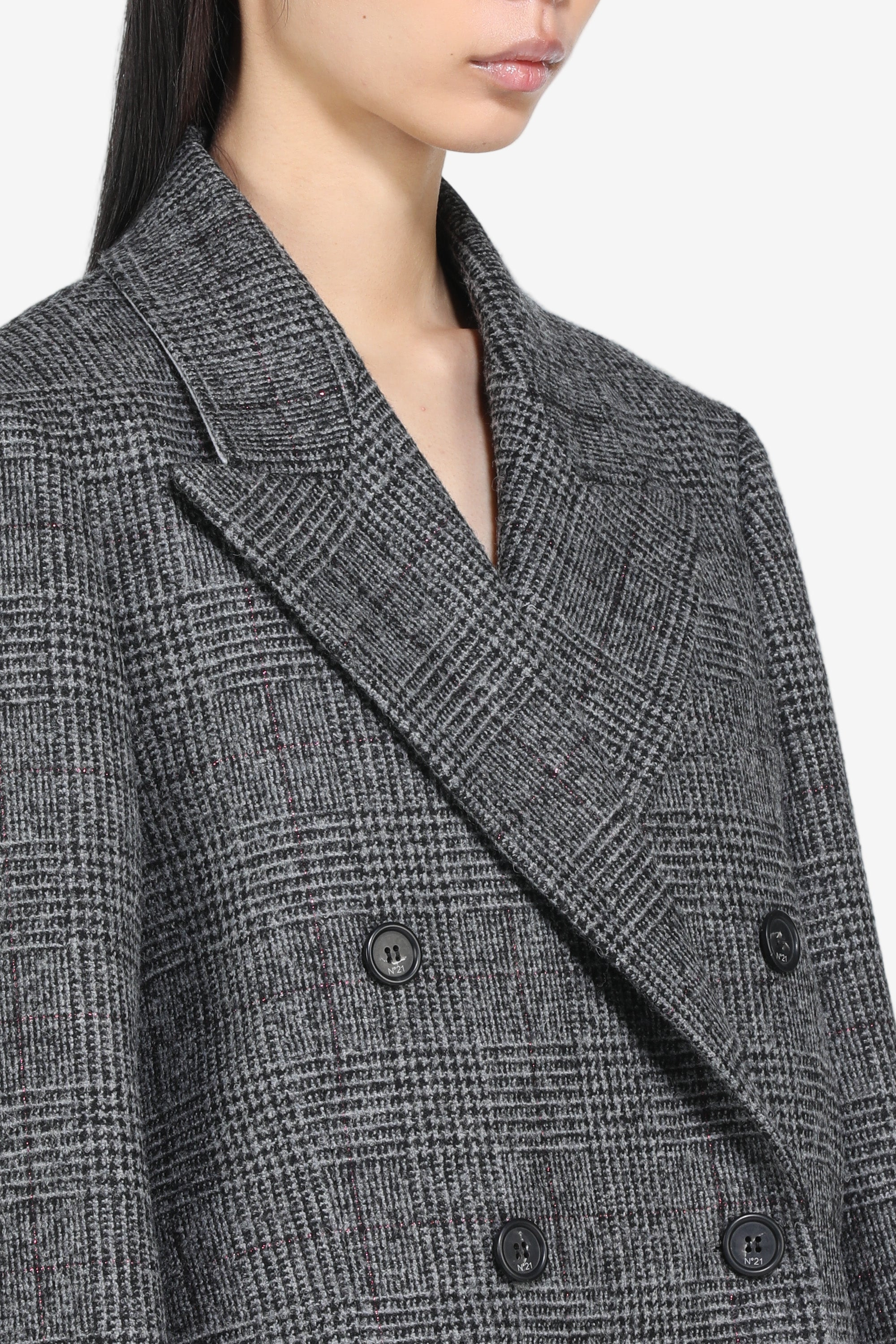 DOUBLE-BREASTED CHECKED JACKET - 5
