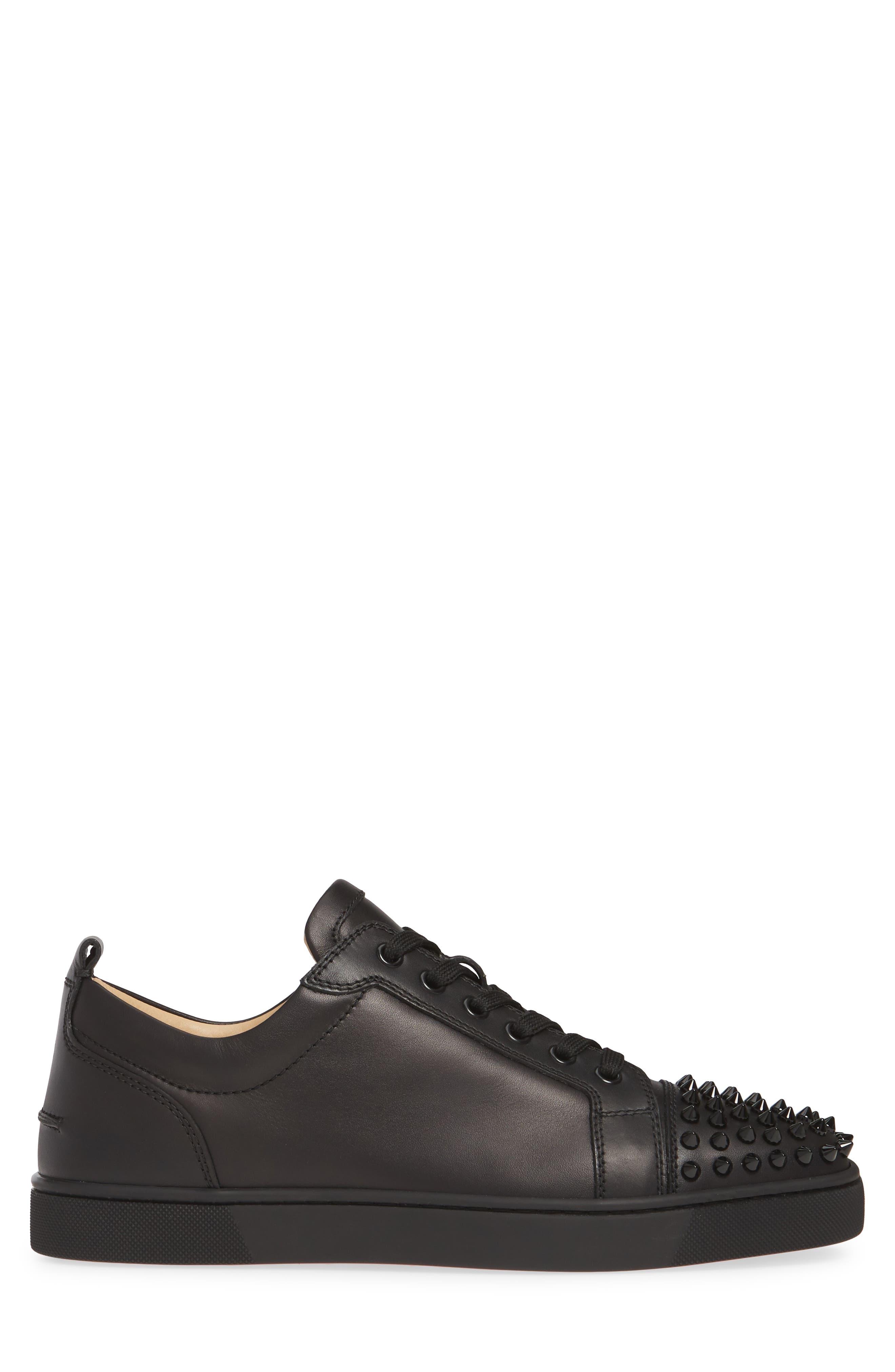 Christian Louboutin Louis Junior Spikes Sneaker in Black/Black at Nordstrom - 3