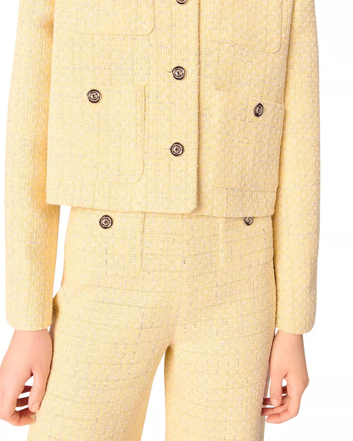 Metallic Tweed Straight Leg Trousers - 4