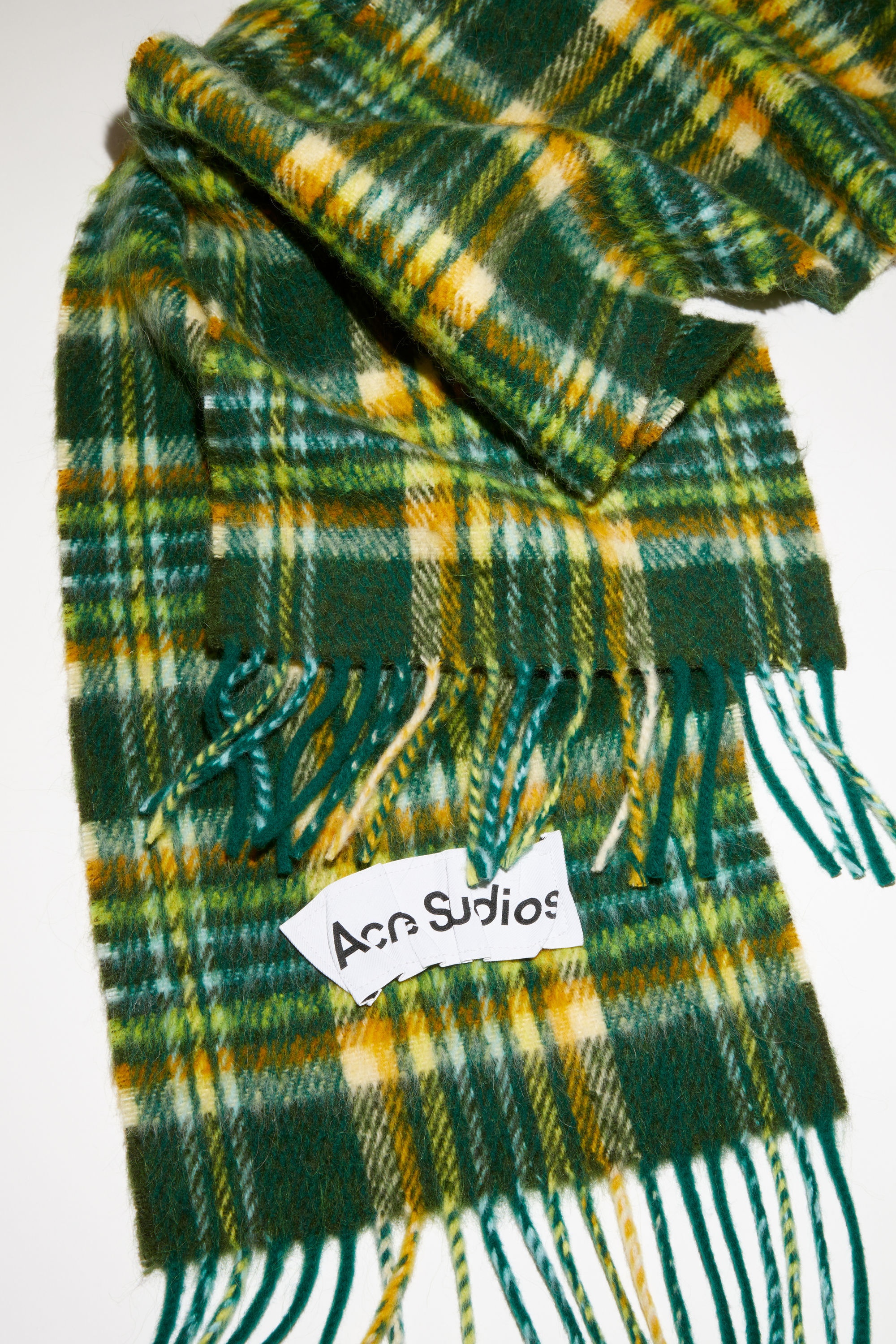 Tartan wool-blend scarf - Green - 4
