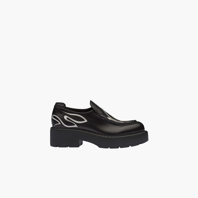 Decorated leather loafers - 5