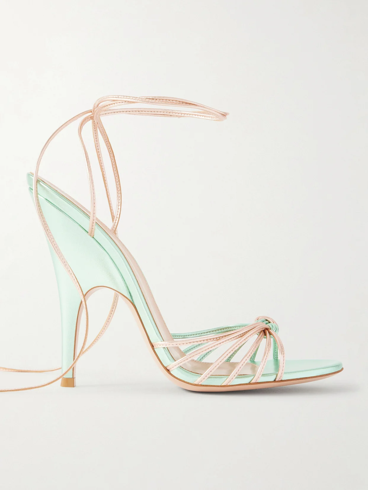 Knotted Metallic Leather Sandals - 1