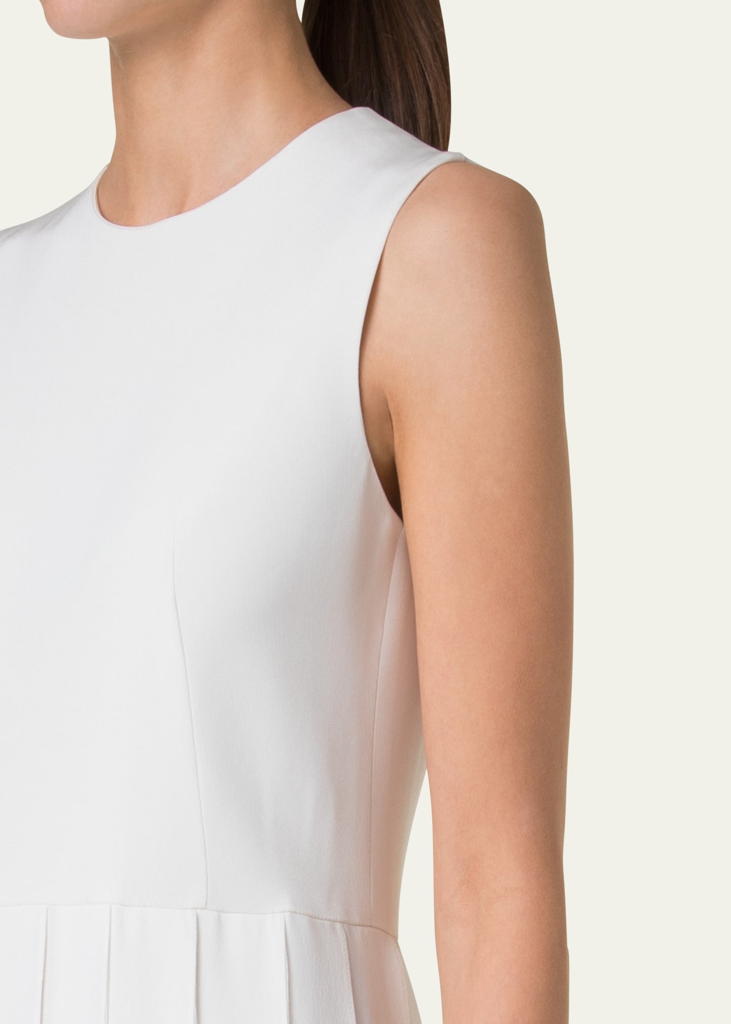 Sleeveless Pleated Ribbon Silk Crepe Gown - 5