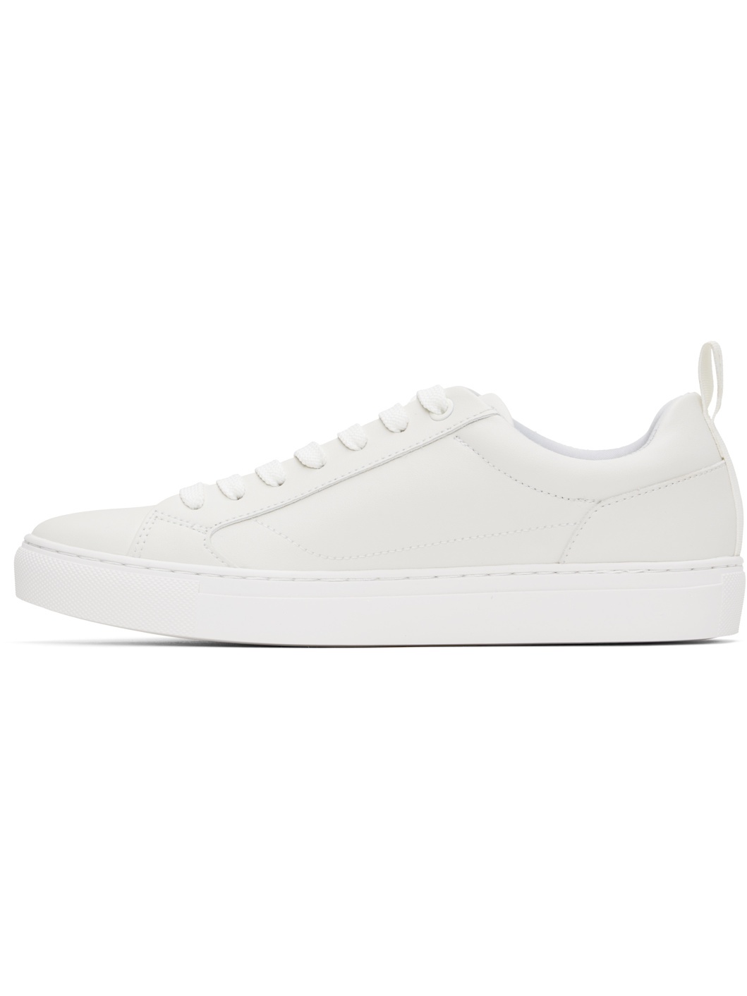 White Faux-Leather Logo Flag Sneakers - 3