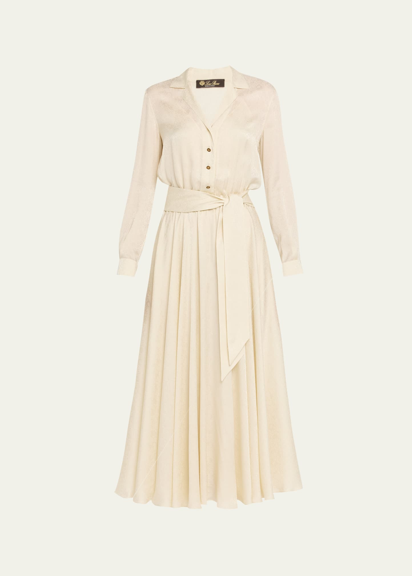 Nevis Belted Silk Jacquard Midi Shirtdress - 1