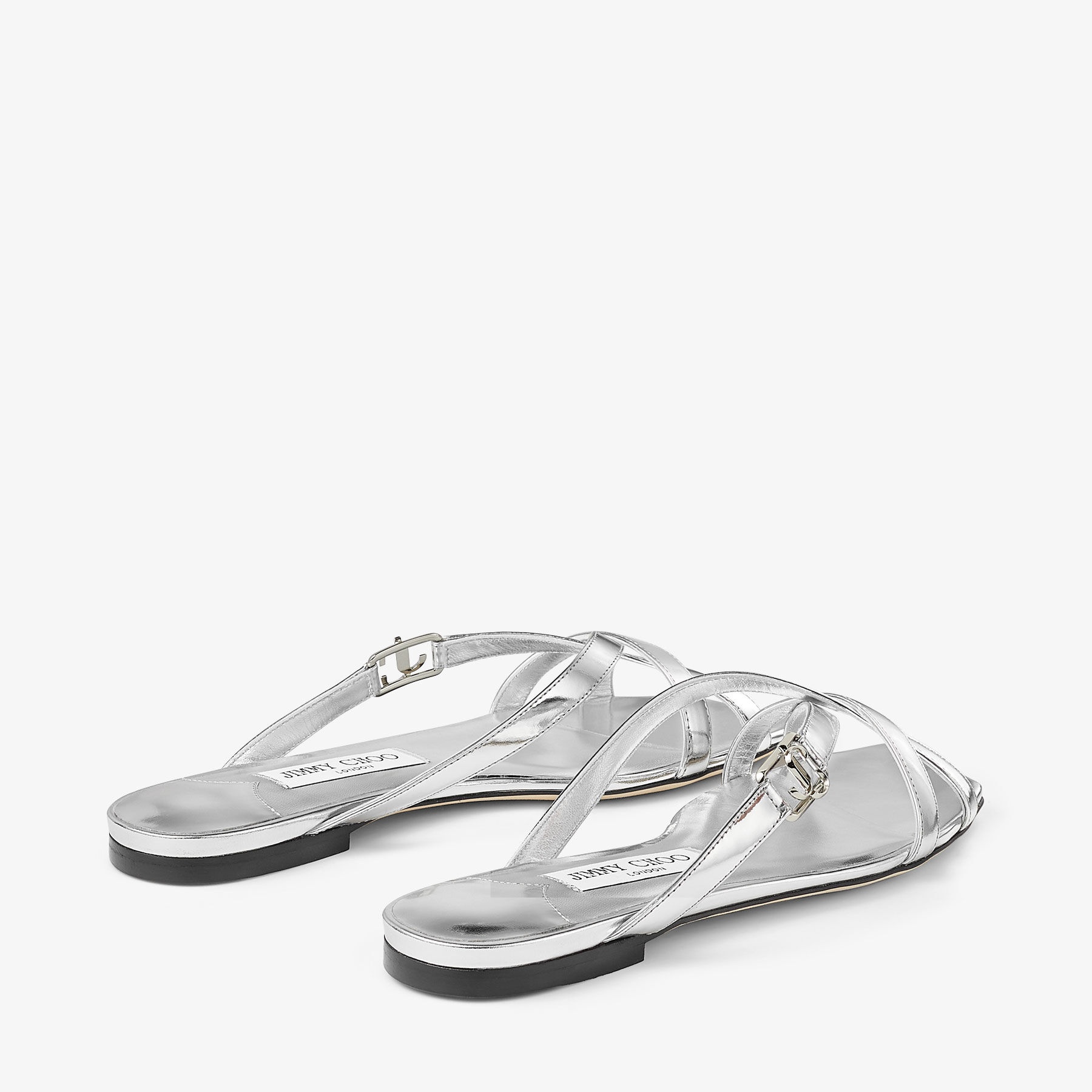 Jess Flat
Silver Liquid Metal Leather Flat Sandals - 5