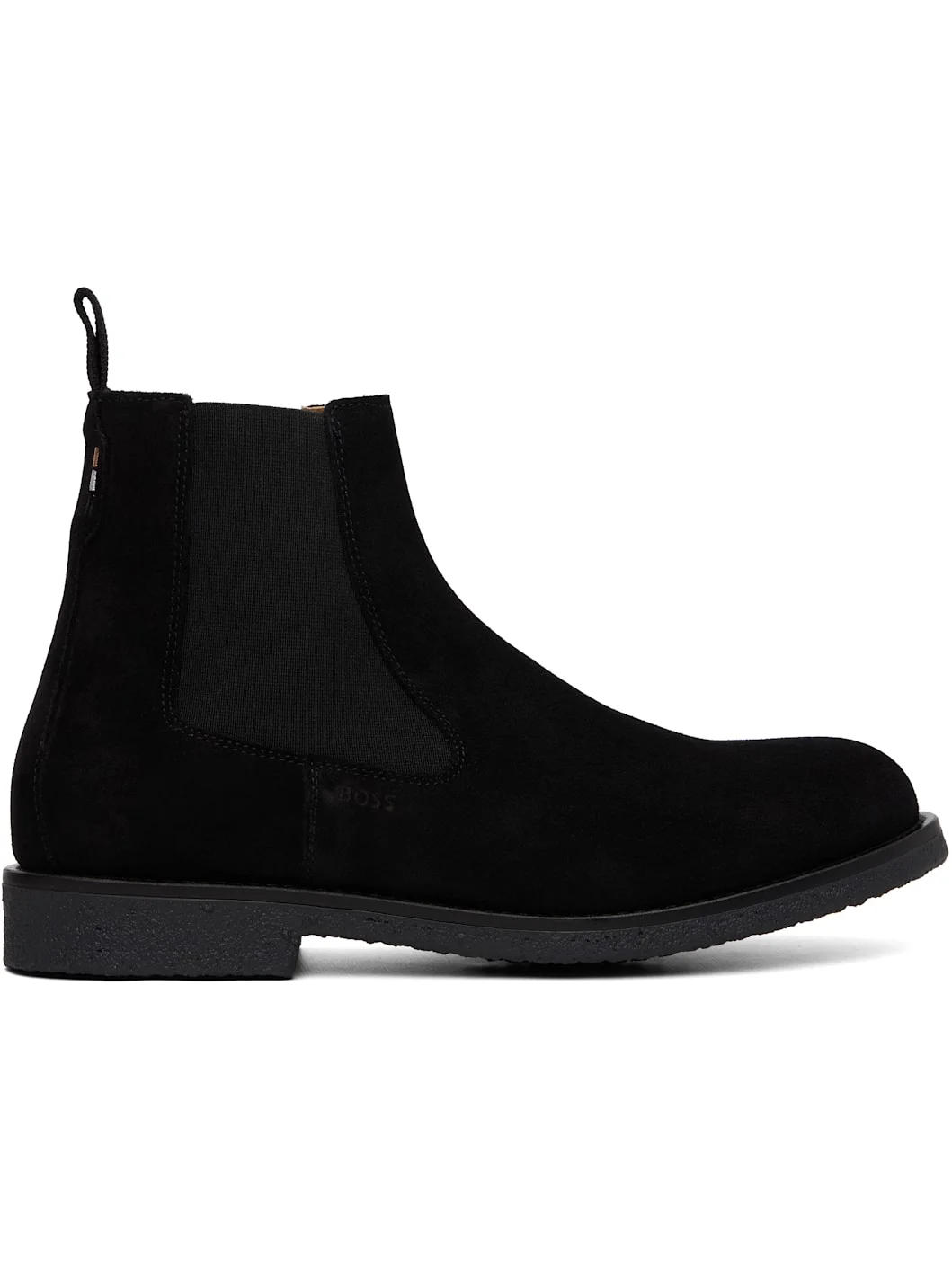 Black Suede Signature-Stripe Stitching Chelsea Boots - 1